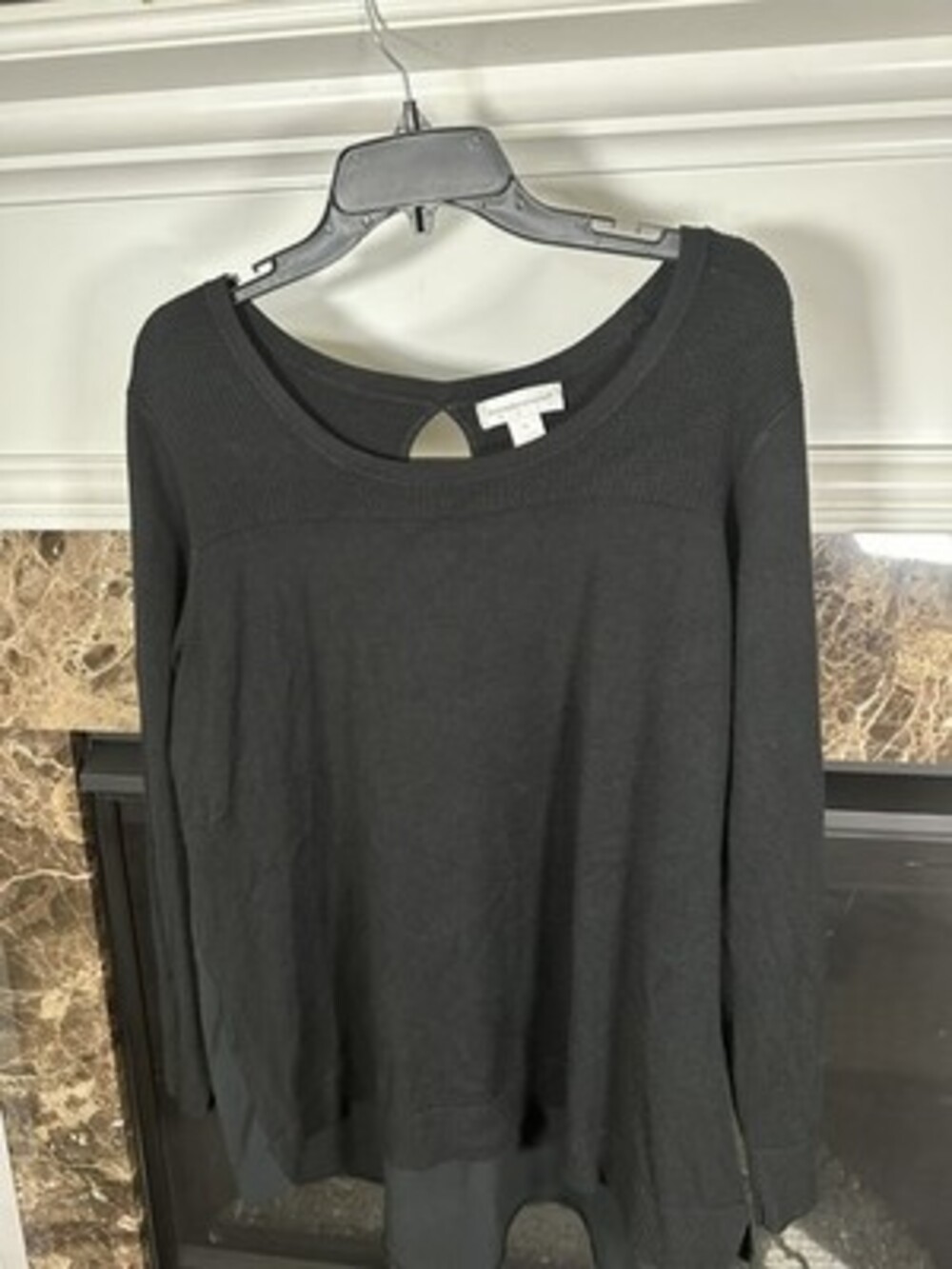 Christopher & Banks Sz XL long Sleeve Gorgeous Black Pull Over Waffle Detail